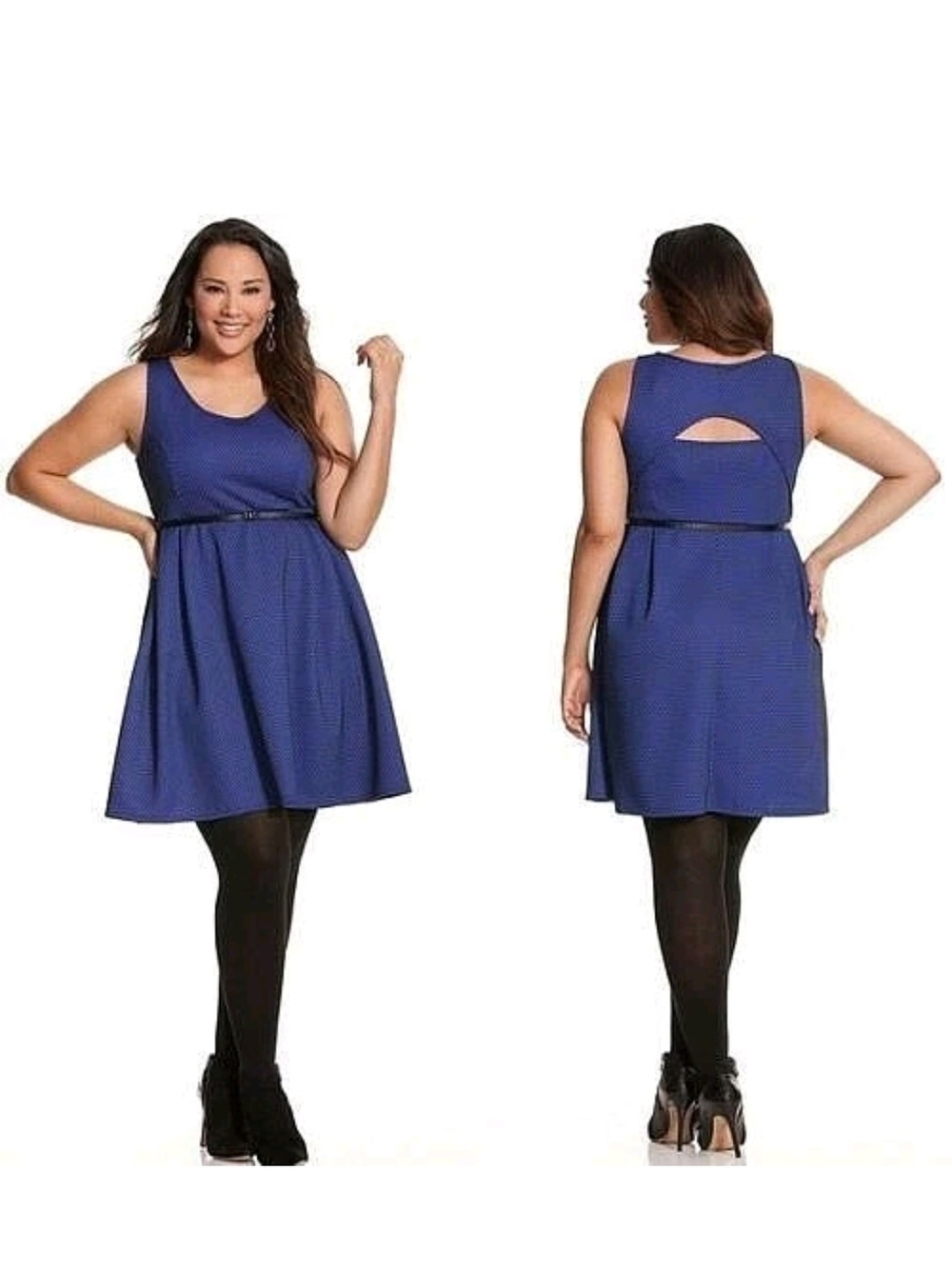Lane Bryant Sleeveless Blue And Black Fishnet Dress Size 18